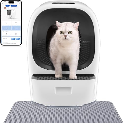 LALAHOME Selbstreinigende Katzentoilette RealScooper Pro, 80L Katzenklo Selbstreinigend, Geruchsbeseitigung, 5G App, UV-Sterilisation, Mehrfachschutz, Hygienisch, Große Fassungsvermögen für Mehrere