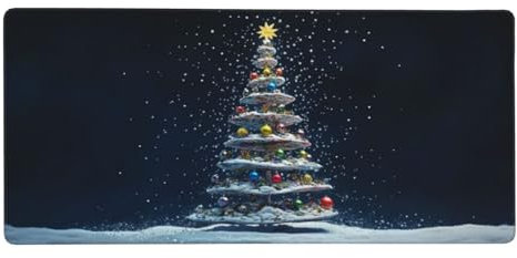 Árbol de Navidad Alfombrilla Ratón XXL 1000x500x4mm, Alfombrilla de RatónNieve con Base Goma Antideslizante, Grande Gaming Mouse Pad Mejora La Precisión y La Velocida, para Ratón y Teclado-GZ1240