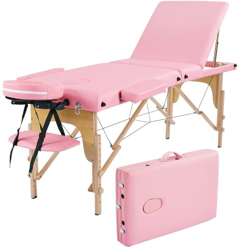 Yaheetech Camilla de Masaje Portátil Mesa de Masaje de 3 Zonas Altura Regulable para Fisioterapia, Soporta hasta 250 kg