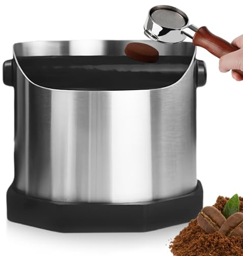 Abklopfbehälter pour Porte-Filtre: 1600ML Boîte À Café en Acier Inoxydable, Boîte à Marc de Café/Porte-Filtre avec Knock Box Intégré, Récipient Professionnel pour Élimination Facile du Marc Humide