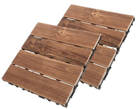 SEWACC 2pezzi Pavimentazione Da Esterno in Legno Duro Piastrelle Per Patio e Balconi Impermeabili Design Ad Incastro Facile Installazione Per Cortili e Terrazze