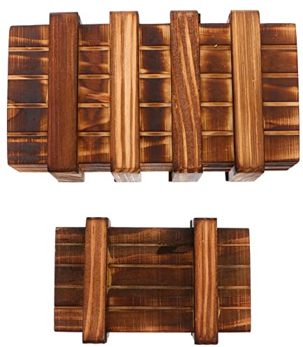 HANABASS 2stücke Holzkiste mit Schublade Puzzlebox Holz Box mit Schublade für Puzzles Kinderspielzeug aus Holz Puzzleschubladenbox