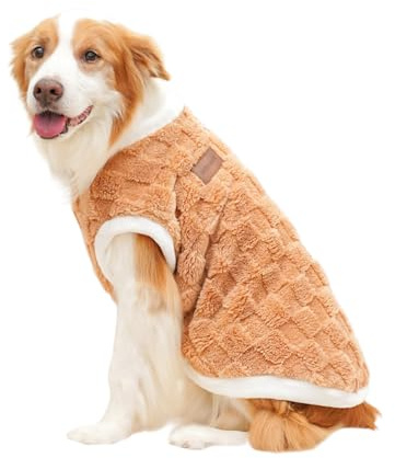 Aurafly Jersey de Invierno para Perros, Abrigo para Clima Frío para Mascotas, Chaleco Cálido de Franela a Cuadros, Suéter Resistente al Viento para Perros Medianos y Grandes (Marrón, 7XL)
