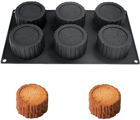 HanQZen 3D Erdbeere & Himbeere Silikon Backformen Set - Flexible Dessertformen für Mousse-Kuchen, Brownies, Gelee, Eis & Süßigkeiten (Frucht-Muster) ((Baumstumpf-Stück)(Schwarz))