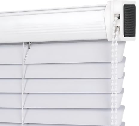 Tende oscuranti orizzontali per interni, in alluminio, senza trapano, per la privacy per casa e ufficio, colore bianco, 110 cm x 200 cm, elegante trattamento per finestre, facile installazione