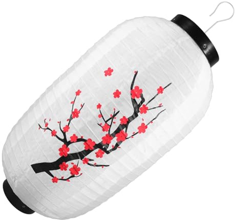 POPETPOP Lámpara Japonesa Colgante para Restaurante Linterna de Flor de Ciruelo Decoración Exterior E Interior Accesorio para Puerta 25X48 Cm para Alojamientos y Balnearios