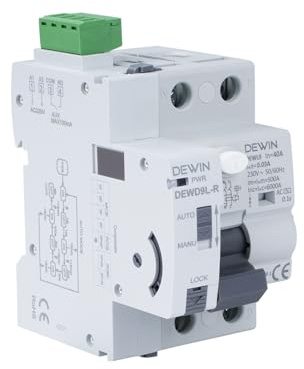 Diferencial Auto Rearmable 40A 30mA 2P AC220V Interruptor Diferencial Rearme Automatico RCCB Disyuntor Rearmable Automático carril DIN con Función de Reinicio Automático (2P 40A 30mA)