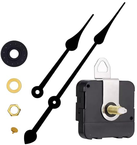 15MM Mecanismo de Movimiento de Reloj de Eje Largo, Mecanismo Movimiento Reloj Cuarzo Silencioso con Manecillas Negras, para Reloj de Pared, para DIY Reparación
