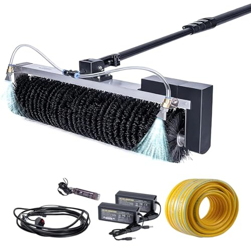 WEIMILOR Elektrische Solar-Photovoltaik-Panel-Reinigung, Teleskopstange, Bürstenkopf, 360° Verstellbarer Winkel, Solar-Panel-Reinigungsbürste, Starke Reinigungskraft, Outdoor-Waschgerät 7.5m/25ft