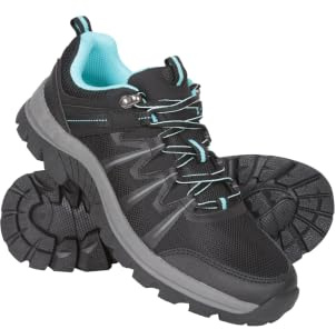 Mountain Warehouse Lomond Womens Outdoor Walking Shoes - Lightweight & Durable Footwear, Breathable, Mesh Lining - Spring Summer, Travelling, Hiking Black (Lomond) Adult Shoe Size 6