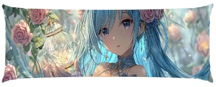 Cuscino Corpo Cuscino Gravidanza 40x145cm, Supporto Total Body Ergonomico, Copricuscini Allattamento e Maternità con Federa Velluto Lavabile, per Schiena, Pancia e Gamb (Rose ragazza anime) f-586