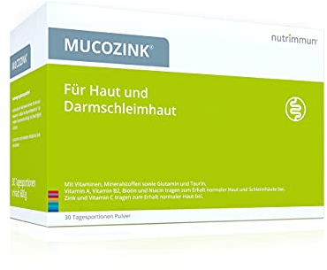 MUCOZINK® I made by nutrimmun I Für 30 Tage I Umfassender Mikronährstoffkomplex I Vitamine I Mineralstoffe I 2g L-Glutamin I Taurin I Pulver I Vegetarisch I Glutenfrei I Laktosefrei I Laborgeprüft