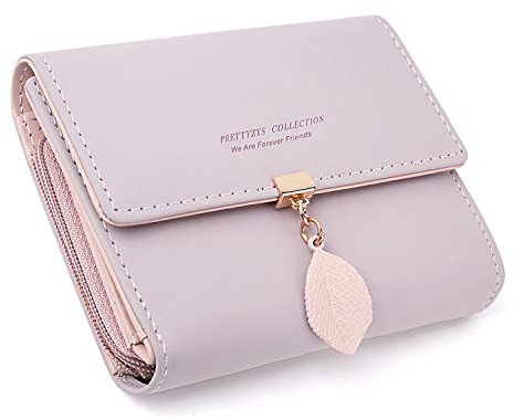ANYWN Geldbeutel Damen aus weichem Kunstleder - Portemonnaie Damen klein - Geldbörse im Kurzformat in schönen Farben mit vielen Fächern Rosa