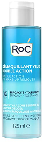 RoC - Double Action Eye Make-Up Remover - Unique Water & Oil Combination - Waterproof Makeup Removal - Effective Eye Cleansing for Sensitive Skin - Minimises Allergy Risks - 125 ml