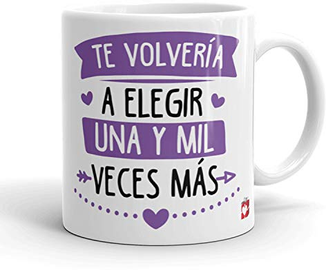 Kembilove Taza Desayuno para Parejas – Tazas Originales con Mensaje Te volvería a decir si una y mil veces más – Taza de Café y Té para Madres – Tazas de Regalo para el día de San Valentín