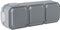 Legrand - Triple Socket with Waterproof Grounding Pre-wired with Perspex Flap 16A 250V Complete for Horizontal Mounting in Grey Surface Mount