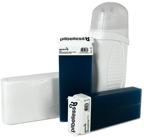 Kit de Depilación Roll On Calentador + 2 Cartuchos de Cera Roll On (Azuleno) + 100 Bandas Depilatorias
