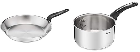 Tefal Primary Poêle inox 28 cm, Garantie 10 ans, Acier inoxydable haute qualité, Induction, Pour cuisiner de délicieuses recettes et déglacer E3080604 & Emotion Casserole 20 cm inox