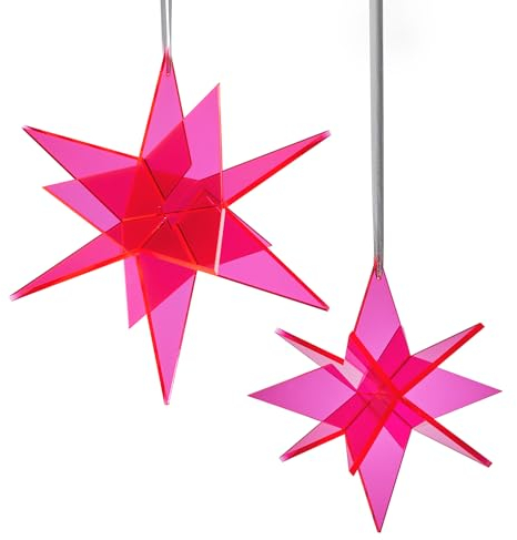 Cazador-del-sol ® - das Original | Estrella | 3D | 2er-SET Sonnenfänger-Stern rot | Durchmesser 20 und 13 cm