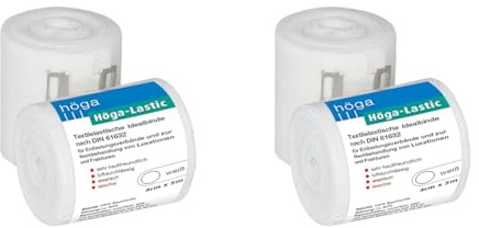Höga Lastic Idealbinde, textilelastische Idealbinde nach DIN 61632, 4 cm x 5 m gedehnt, sehr hautfreundlich, luftdurchlässig, elastisch, 1er-Pack (Packung mit 2)