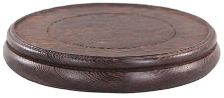 GOLDY&WENDY Small Circle Carved Craft Display Pedestal, Solid Wooden Display Small Fishbowl Buddha Statue Sculpture Oriental Wood Stand (2.7 Inside Diameter)