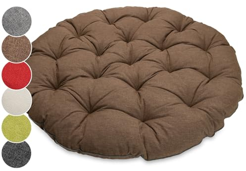 sunnypillow Polster für Papasansessel - rund Durchmesser 120 cm Dicke 15cm, UV - beständig wasserdicht Outdoor/Indoor - Bodenkissen Kissen für Gartenmöbel - Sitzauflage Auflage für Papasan - Braun