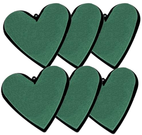 Oasis® Hobby IDEAL Steckschaum Herz mit Schale, 12 x 13 x 3,5 cm, 6 Stück - Herzen aus Blumensteckschaum, Steckschaum, Nasssteckschaum, Steckmasse, Steckmoos - zum Basteln und Gestalten von Gestecken