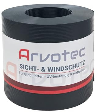 Arvotec Sichtschutz Rillen-Optik, 25 Meter, zur Anbringung an Doppelstabmatten, Lärm-, Sicht- & Windschutz - einfache Montage, ohne Werkzeug - 1,25 mm Materialstärke (Anthrazit - RAL 7016)