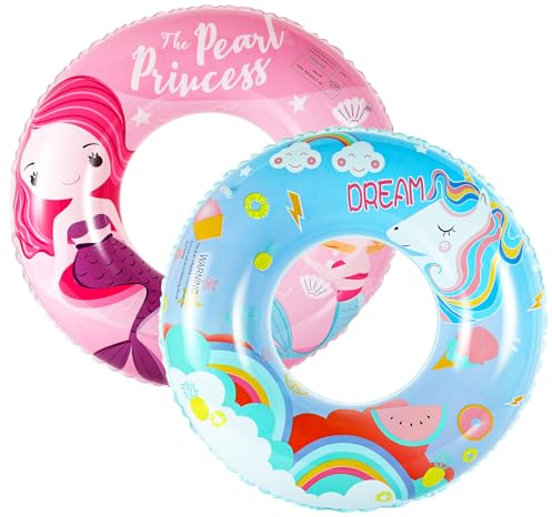 HeySplash Aufblasbare Schwimmringe, Baden Schwimmreifen Schwimmring für Erwachsene, Schwimmbecken Float für Badespaß Sommerpool Strandparty Wasseraktivitäten, Rosa Blau
