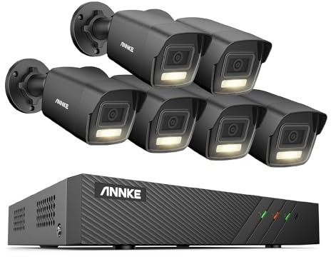 ANNKE Set di telecamere di sorveglianza 3K/5MP per esterni, 6 X 3K PoE IP con riconoscimento intelligente delle persone e riconoscimento del veicolo, 8CH PoE NVR per videosorveglianza 24/7, visione