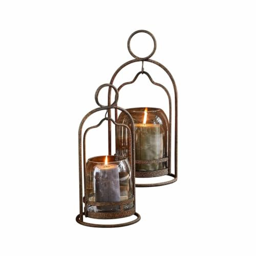 Loberon Windlicht 2er Set Ã‰milisse, antikbraun | Zwei Größen - Rustikales Rost-Finish - für Innen & Außen - Klassische Form - Dekoration - Kerzenhalter - Wohn-Accessoires