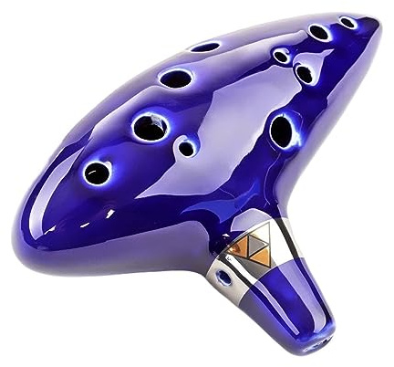 QXSJEDYCH Okarina, 12 Löcher, Altton, C-Taste, Okarina, Flöte, Keramik-Okarina, professionelles Musikinstrument, geräucherte Fluta-Okarina Flöte(Blue Standard)