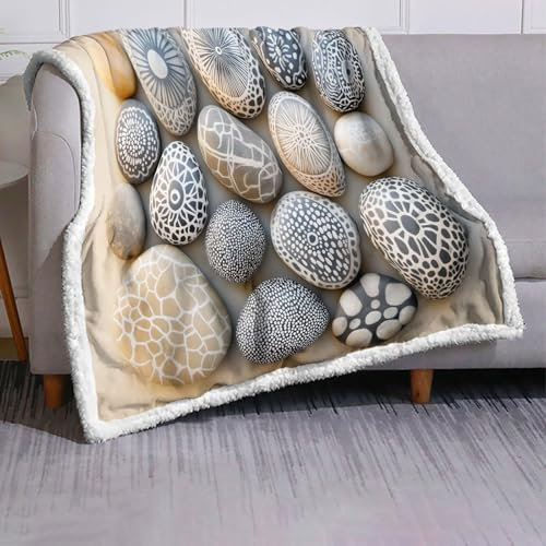 Kuscheldecke Weiche Und Warme Faux Lambswool Decke Für Sofa, Mit Kieselsteine Textur Muster, Microfaser Fleecedecke Als Tagesdecke Oder Sofa Überwurf (100x140Cm, Beige)