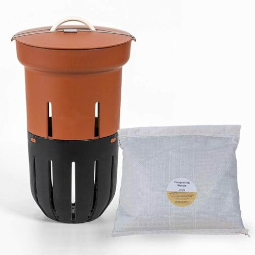 Wiggly Wigglers Worm Composter for Raised Beds 12L - Worm Farm in Ground That Turns Your Waste to Compost - Worm Bin Plastic Worm Composting Bin (Terracotta)