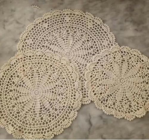 25-35 cm tondi moderni di lusso fatti a mano in cotone all'uncinetto centrini lotto tovagliette sottopiatti tovagliette per tavolo da pranzo accessori da cucina-beige-rotondo 35 cm