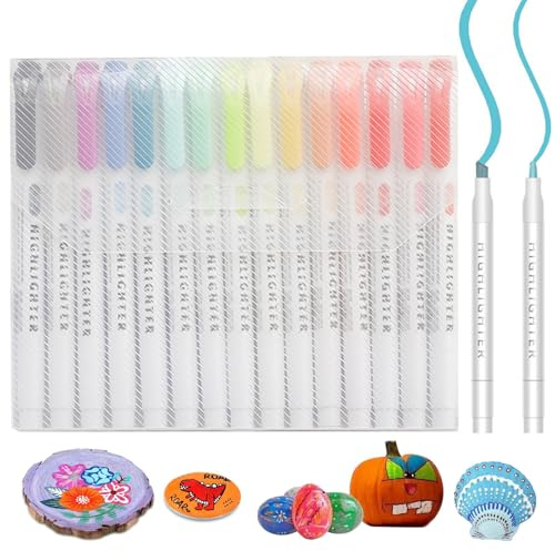 SWRCEYJH 15 Rotuladores Pastel Fluorescentes, Rotuladores Pastel con Doble Punta - Fluorescente Rotulador para Tomar Apuntes, Diario Biblia Planificador Notas Escuela Suministros