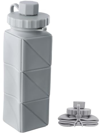 Anseom Borraccia d’Acqua Pieghevole 620ML, Borraccia da Viaggio Pieghevole, Borraccia Silicone Pieghevole Riutilizzabile Senza BPA, Bottiglia Pieghevole Ermetica per Fitness, Escursionismo, Campeggio
