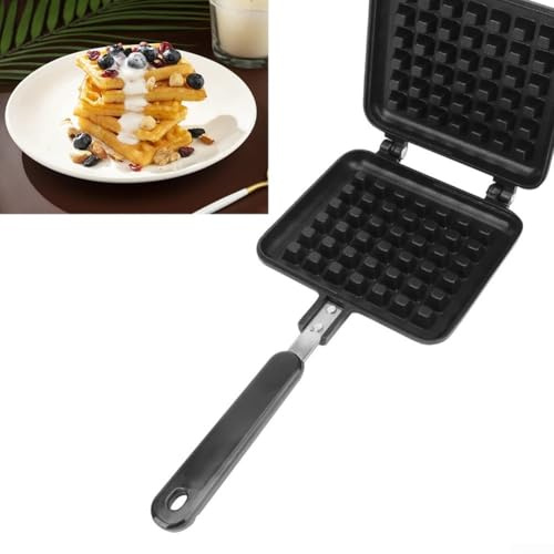 Waffle Maker, Gas Stove Top Waffle Skillet With Long Handle, Non-Stick Sandwich Baking Tray For Family Breakfast Baking Frittatas Toast(One-headed Waffle)