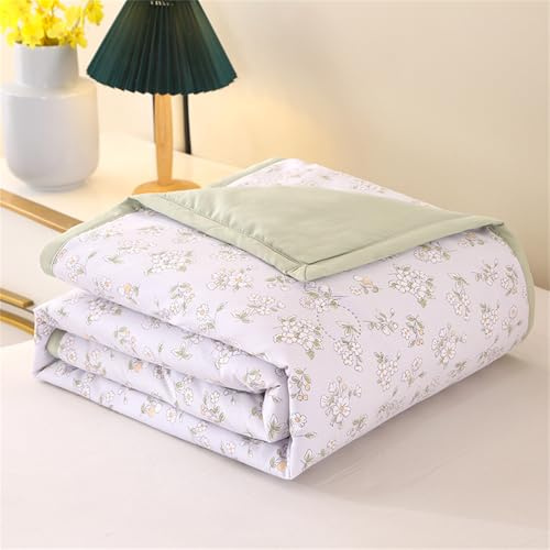 Akuops Coverless Duvet 2.5 Tog Single Double King Size, Reversible Summer Quilted Duvet Cosy and Lightweight Quilt Breathable Bedspreads Quilted Throw for Beds (Bellflower,200 * 230cm)