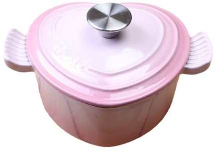 SXTYYH Pentola Ghisa Forno Olandese Con Coperchio A Forma Di Cuore Pentola Smaltata Forno Olandese for Cucinare Cuocere Al Forno Casseruola for San Valentino(Pink)