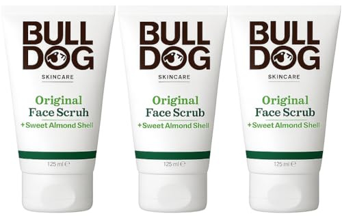 BULLDOG SKINCARE – Original Gesichtspeeling für Männer, Peeling, Mandelschalen-Peeling, 125 ml x 3 Stück