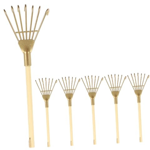 ORFOFE 6 pièces Mini Râteaux Décoratifs Fer Doré pour Jardin de Bureau Outils Artisanaux Multifonctions pour Décoration Intérieure et Accessoires de Photographie