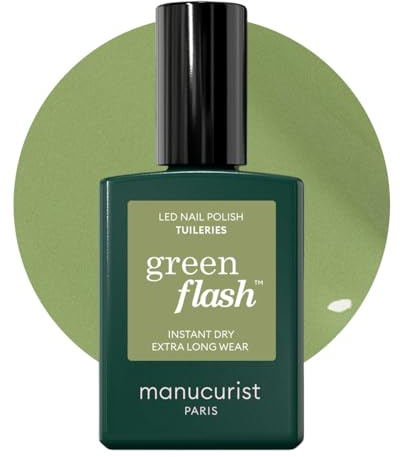 Manucurist Green Flash Tuileries gelnagellack - 12-fri, ekologiskt ursprung (84%) nagellack - tillverkad i Frankrike - 15 ml