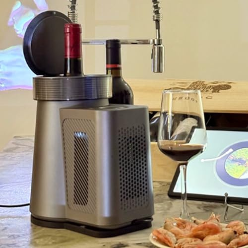 Electric Wine Chiller, Digital Display Single Bottle Cooler, Adjustable Temperature 0-20°C, Keeps Wine Cold for 24h, Fits 750ml Wine or Champagne