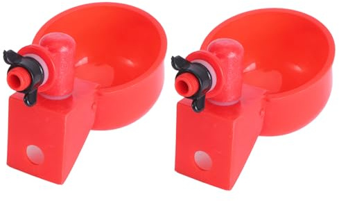 Abaodam Automatische Hühnertränke Wasserspender Geflügel Wassernapf mit Auslass 2 Stück Rot Langlebig und Umweltfreundlich für Hühner Enten Tauben Hof und Terrasse