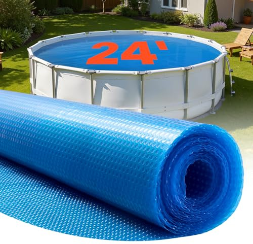 VEVOR Bâche Solaire Piscine Ronde 7,3 m Couverture Solaire Piscine 0,4 mm Bâche à Bulles en Polyéthylène PE pour Piscines Hors Sol Creusées, Absorption de Chaleur Jour et Rétention Chaleur Nuit, Bleu