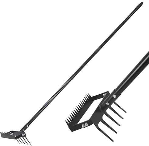 Gardzen 70 Garden Hoe for Weeding, Long Handle Hula Tool with Serrated Blade, Heavy Duty 2-in-1 Stirrup Scuffle Weeder, Cultivator Rake for Loosening Soil & Planting