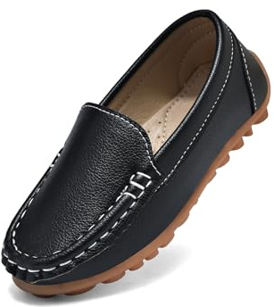 Yeeteepot Mocasines de PU Cuero para Niños Negro 27 EU = 28 CN