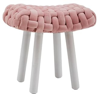 Samt-Schminkhocker, rechteckig, gepolsterter Fußhocker mit Massivholzbeinen, Sofa-Fußhocker, zusätzliche Sitzgelegenheit für Wohnzimmer, Schlafzimmer, Rosa 2