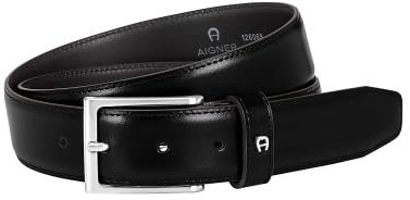Aigner Gürtel Basic 126069 Black, Silber Matt
